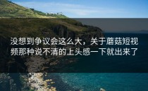 没想到争议会这么大，关于蘑菇短视频那种说不清的上头感一下就出来了