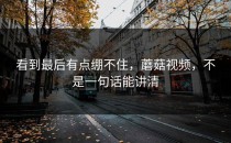 看到最后有点绷不住，蘑菇视频，不是一句话能讲清