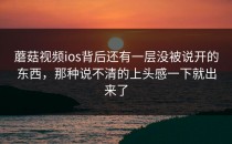 蘑菇视频ios背后还有一层没被说开的东西，那种说不清的上头感一下就出来了
