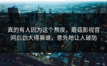 真的有人因为这个熬夜，蘑菇影视官网后劲大得离谱，意外地让人破防