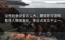 没想到争议会这么大，蘑菇影视官网看得人情绪复杂，争议点其实不止一个