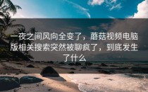 一夜之间风向全变了，蘑菇视频电脑版相关搜索突然被聊疯了，到底发生了什么