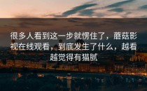 很多人看到这一步就愣住了，蘑菇影视在线观看，到底发生了什么，越看越觉得有猫腻