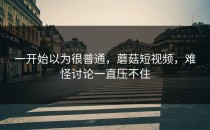 一开始以为很普通，蘑菇短视频，难怪讨论一直压不住