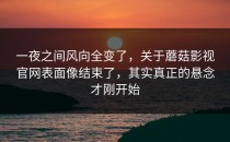 一夜之间风向全变了，关于蘑菇影视官网表面像结束了，其实真正的悬念才刚开始