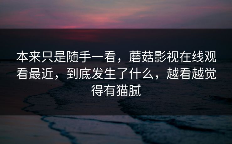 本来只是随手一看，蘑菇影视在线观看最近，到底发生了什么，越看越觉得有猫腻
