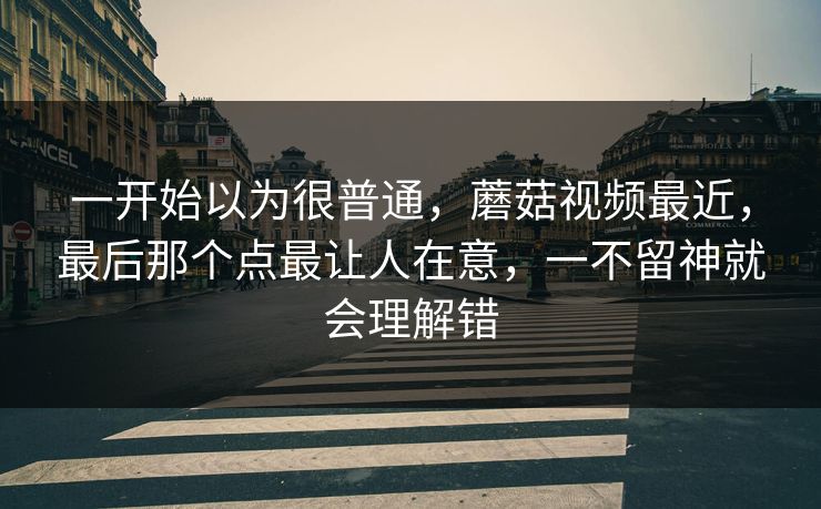 一开始以为很普通，蘑菇视频最近，最后那个点最让人在意，一不留神就会理解错