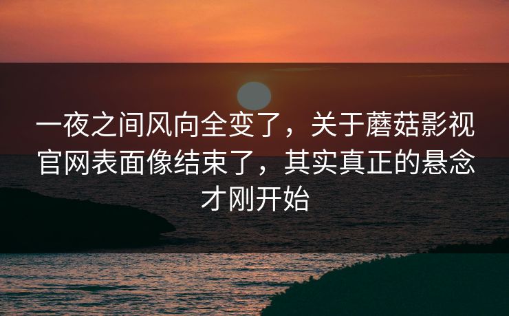 一夜之间风向全变了，关于蘑菇影视官网表面像结束了，其实真正的悬念才刚开始  第1张