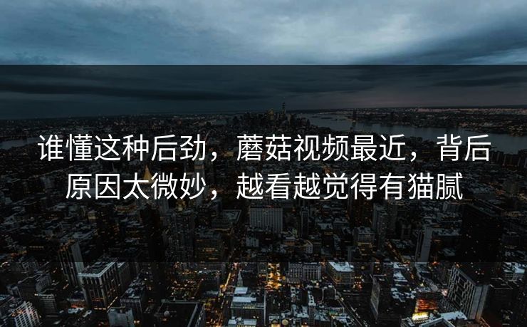 谁懂这种后劲，蘑菇视频最近，背后原因太微妙，越看越觉得有猫腻  第1张
