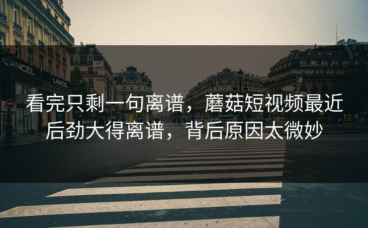 看完只剩一句离谱,蘑菇短视频最近后劲大得离谱,背后原因太微妙 第1张 看完只剩一句离谱,蘑菇短视频最近后劲大得离谱,背后原因太微妙 第1张